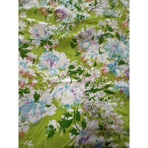 Vtg Full Sheets Floral Retro 70's Green Garden Cottage Craft Cutting Stains